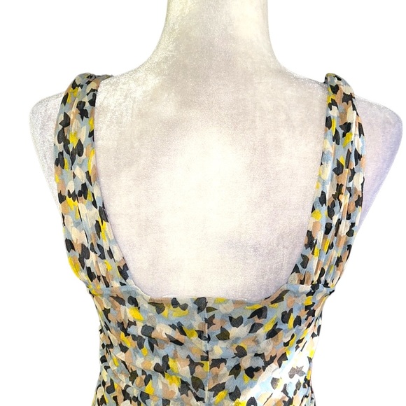 Diane Von Furstenberg Silk Aslin Pastel Ruched Midi Column Dress - 8 - Picture 8 of 13